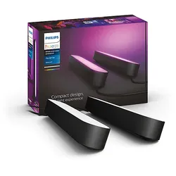 PHILIPS Hue White and Color Ambiance Play Lightbar Doppelpack, dimmbar, bis zu 16 Millionen Farben, schwarze LED Tischleuchte mehrfarbig, warmweiß, kaltweiß