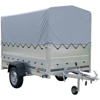 PKW-Anhänger auf Blattfedern 230x125 UNITRAILER GARDEN 230/R KIPP mit BIS-Seiten, H-800-Rahmen und grauer Plane