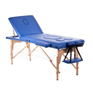 QUIRUMED Schwangeren-Massagetisch, klappbar, 194 x 70 cm, blau, Holz, Kunstleder, Bauchloch, Gesichtsloch, abnehmbare Kopfstütze, bis zu 150 kg