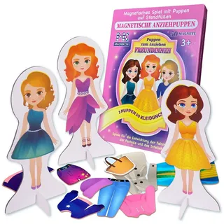 MAGNIKON Anziehpuppe Magnetische Anziehpuppe mit Standfuß (Set, 50-tlg., Magnet Puppen zum Anziehen), für Kinderhände