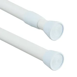 Relaxdays Teleskopstange, 66–110 cm, Klemmstange für Duschvorhang, Gardine, Türrahmen, Edelstahl, ohne Bohren, weiß