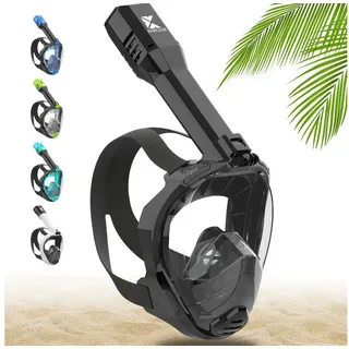 Khroom Schnorchel Schnorchelmaske Erwachsene Tauchermaske Vollgesichtsmaske Schnorcheln (geprüfte CO2 Sicherheit, Vollgesichtsmaske Tauchmaske), Seaview Pro schwarz S/M (bis 1,69m)