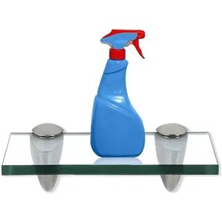 Glasablage Glasregal ideal für Bad, Dusche und zur modernen Dekoration mit Halterung aus Edelstahl 8 mm 20x10 cm Klarglas - Swanew