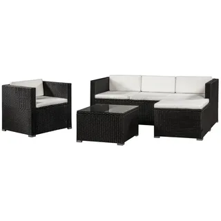 Juskys Punta Cana L Polyrattan Lounge schwarz/creme
