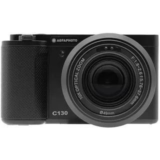 AgfaPhoto Realishot C130 Kompaktkamera, CMOS-Sensor, Blende f/1.8-2.6, ISO 100-3200, Autofokus, LCD-Display, externer SD-Speicher, wiederaufladbarer Akku, Schwarz