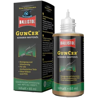 Eva Shop® Ballistol GunCer Premium Keramik-Waffenöl Keramik-Waffenfett | Waffenpflege und Reinigung für Gewehre, Flinten, Pistolen und Revolver inkl Aufkleber (65ml Flasche)