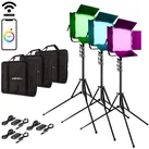 Walimex LED Rainbow 50W RGBWW Set 3 (3x Rainbow 50W, 3x Lampenstativ GN-806) (Flächenleuchte), Dauerlicht, Mehrfarbig, Schwarz
