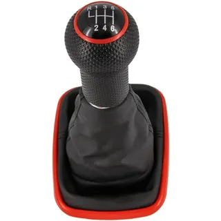 RECAMBO Schalthebel Schaltknauf, Schaltsack, Wahlhebel, Kappe für VW Golf 4, 1997-2006, Plug & Play, Auto Schalthebel Schaltmanschette, schwarz - rot