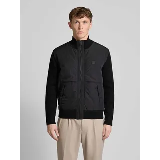 Boss Strickjacke mit Label-Patch Modell 'Kydalbrio', Black, L