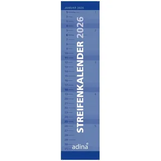 Adina 2026 ADINA Streifenkalender XL blau 64x15cm Monatskalender
