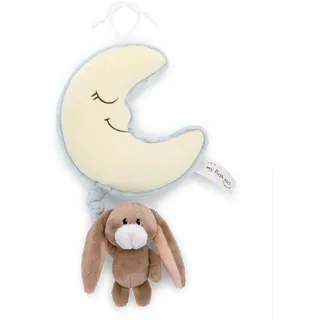 NICI Spieluhr Mond mit Hase Lopino (Melodie: Schuberts Wiegenlied), 29 cm, My First Friend