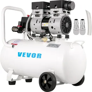 Vevor Flüsterkompressor 50 L, Leise Ölfrei Kompressor 750 W, Ölfrei Luftkompressor 65 dB, Druckluftkompressor 230 V, Silent Druckluft Kessel 170 L / min Abgasvolumen, mit Eingebautem Abluftventilator