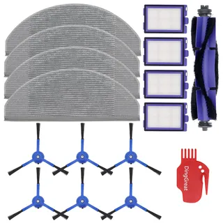 DingGreat Ersatz Zubehör für Eufy RoboVac X8 Hybrid Saugroboter - 1 Hauptbürste, 6 Seitenbürsten, 4 HEPA Filters, 4 Mikrofasermopptuch, 1 Reinigungsbürste