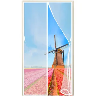 Thermovorhang Wärmeschutzvorhang Schutz Für Tür, 115x225cm Magnet Thermo Türvorhang Fliegengitter Wasserdicht Fliegenvorhang für Wohnzimmer Balkontür, Weiß, 663 Größe