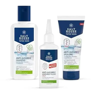 Anti-Juckreiz-Set für juckende, trockene Haut für Kopf & Körper bestehend aus Anti-Juckreiz Kopfhaut-Fluid Akut (75ml) + Anti-Juckreiz Shampoo (250ml) + Anti-Juckreiz Spülung (200ml)