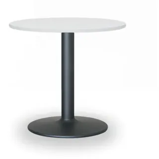 Runder Konferenztisch ZEUS II, Durchmesser 60 cm, schwarzes Metallgestell, weiß