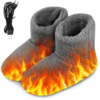 LYPPUL USB Elektrisch Beheizbare Hausschuhe, Fußwärmer Elektrischer, USB-Heizung Hausschuhe, Elektrisch Beheizte Hausschuhe für Herren, Lindert Beschwerden, Ideal für Kalte Füße(39-43)
