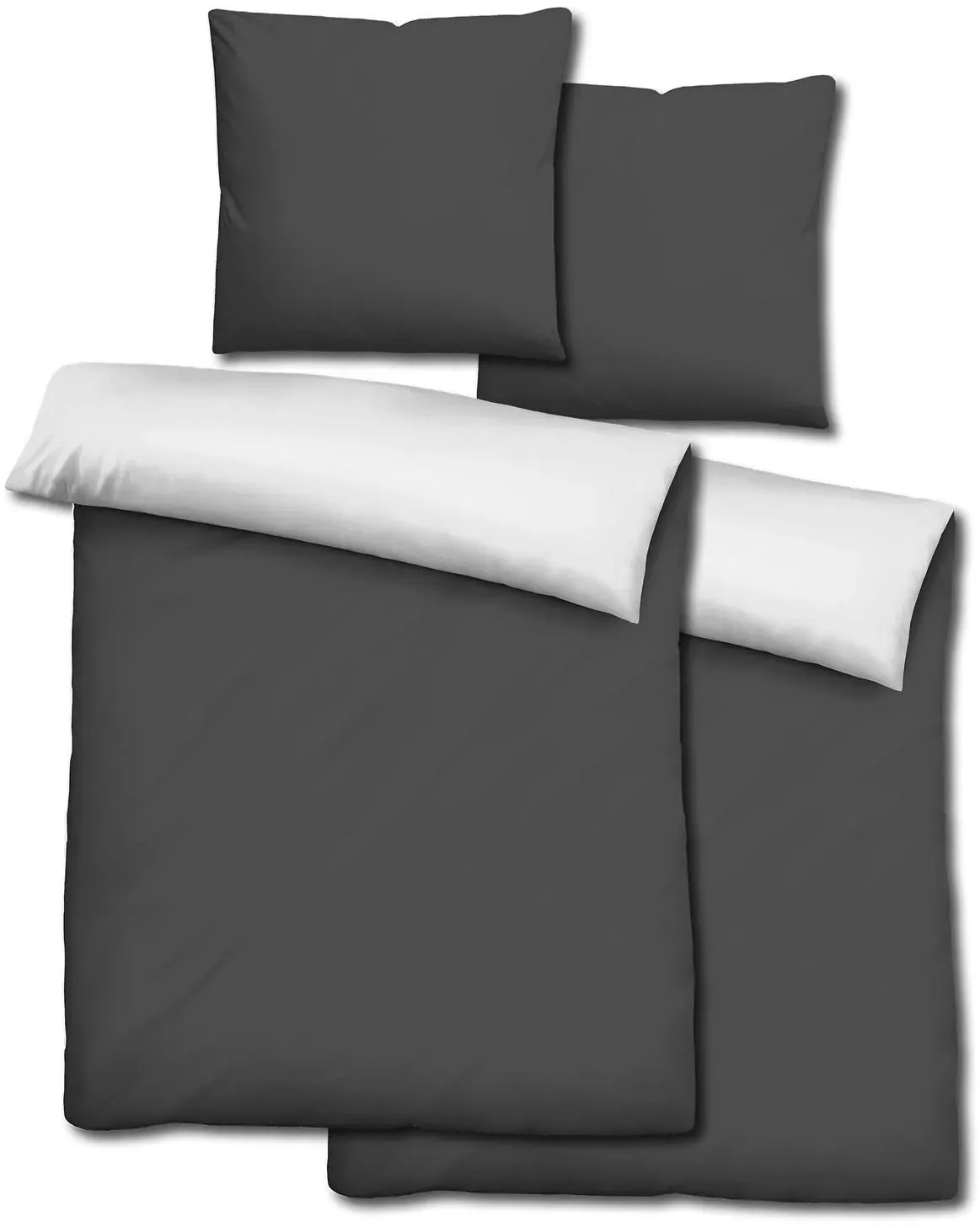 Doppelpack CloudComfort Basic Wendebettwäsche schwarz/weiß 155 x 220 + 80 x 80 cm