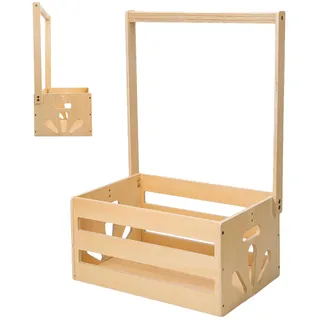 Schrank Für Babypartykisten Aus Holz,Mehrzweck-Baby-Aufbewahrungskorb,Praktischer Babyparty Kistenschrank Mit Reling,Praktischer Hölzerner Baby Shower Geschenkkorb, Hölzerne Baby-Kiste Für Neue Eltern