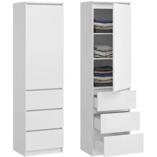 home collective Kleiderschrank, Garderobenschrank, Mehrzweckschrank mit 3 Einlegeböden & 3 Schubladen | funktionaler Schrank für Schlafzimmer, Flur | Weiß