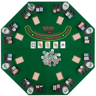 COSTWAY Spieltisch, XXL Pokermatte, 120 x 120 cm, faltbar grün