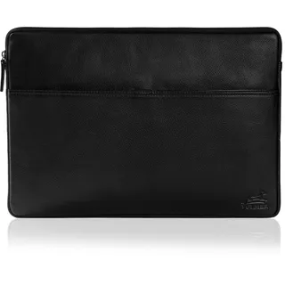 Fa.Volmer 15,6 Zoll Laptop Hülle aus Edlem Büffelleder - Braun - mit Metall-Reißverschluss - Gepolstert - für MacBook, Microsoft Surface, iPad, Tablet - Innenmaße: 37x26x3 cm