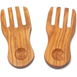 Salathände Olivenholz - Salatbesteck zum Mischen & Servieren von Dressings & Saucen - 19,5 cm, handgefertigt in Italien, geölt, MOCA-zertifiziert
