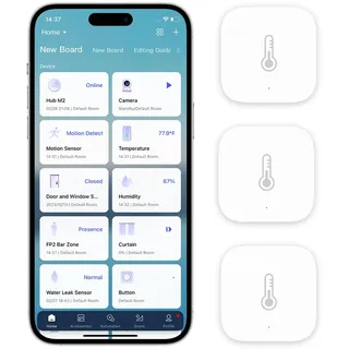 Aqara Temperatur- und Feuchtigkeitsensor 3er Pack, Erfordert Aqara Hub, Zigbee, für Fernüberwachung und Smart Home, Kabelloses Hygrometer-Thermometer, Kompatibel mit Apple HomeKit, Alexa, IFTTT
