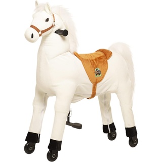 Animal riding Reitpferd Snowy (für Kinder ab 5 Jahren, Sattelhöhe 69 cm, mit Rollen) ARP011M, Weiß, M/L