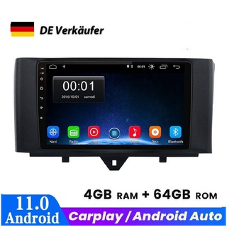 GABITECH 9 Zoll Autoradio Navi Carplay für Mercedes Smart Fortwo 451 2010-2015 Autoradio (Drahtloses Carplay & AndroidAuto,3D Navi, 4GB RAM; 64GB ROM,WiFi,DAB) schwarz