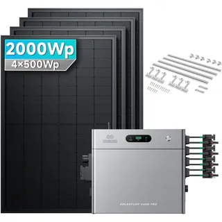 solarmars Balkonkraftwerk 2000 W inkl. Zendure SolarFlow 2400 Pro 2,4 kWh