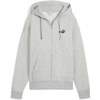 Puma Sweatjacke "ESS Small No. 1 Logo Comfort Hoodie mit durchgehendem", Damen, Gr. XXS, grau (light gray heather), Obermaterial: 66% Baumwolle, 34% Polyester; Kapuzenfutter: 100% Baumwolle; Rippe: 97% Baumwolle, 3% Elasthan, Sweatjacken