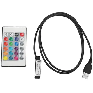 5-24V 24 Tasten RGB LED Strip Remote Wireless Controller USB 6A Lampeneffekt IR Controller,für Lampen mit LED als Lichtquelle (Kabellänge 1 Meter)