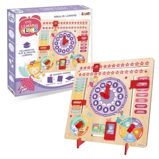 CRAZE My Learning Clock Princess ENGLISCHE SPRACHE - Lernuhr Kinder Holz, Kalenderuhr zum Lernen für Kinder, Lerntafel Uhr Jahreszeiten Wanduhr