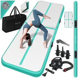 Kesser KESSER® Turnmatte Aufblasbar Airtrack Fitness-Matte Gymnastikmatte inkl. Tragetasche & elektr. Luftpumpe Yogamatte, Tumbling Matten, Trainingsmatte, Turn- & Fitness