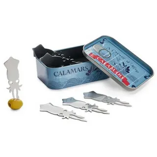 Balvi Aperitif-Gabel Conserverie Calamars Tintenfisch-Konservendose im Retrodesign Blech/Edelstahl