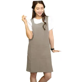 AOBBYBBS H-Schulterriemen, Baumwoll-Leinen-Schürze, Halfter Kreuzbandage, Schürzen, japanischer Stil, Khaki, Einheitsgröße - Einheitsgröße