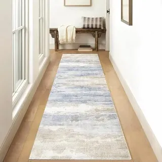 Siunwdiy Teppichläufer rutschfest Küche 60x120cm Modern abstrakt Hellgrau/Einfarbig Teppich Läufer Flur Waschbar Meterware Lang Küchenteppich Schlafzimmer Korridor, Anpassbare Größe, 40-140cm Breit
