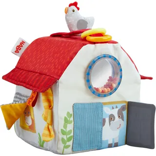 HABA 306383 - Spielwürfel Bauernhof zum Greifen, Fühlen, Hören, Stoff, 13x13cm