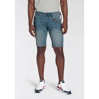 Bruno Banani Jeansshorts (Set, 2% tlg mit Band), bequemer Sitz, gerade Beinform, mit praktischen Taschen Gr. 34 N-Gr, light blue u, , 90289608-34 N-Gr