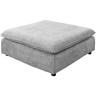 Sitzhocker Bouclé Holz Hellgrau 100 cm breit waschbarer Bezug Teddy Stoff Hocker