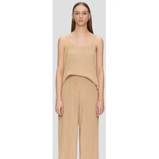QS - Spaghettiträger-Top mit Plisseefalten, beige