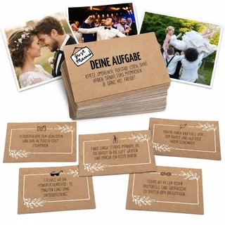 Just Married by snaPmee - Hochzeitsspiel mit 108 Aufgaben für Gäste & Brautpaar - 10 Kategorien - Kraftpapier
