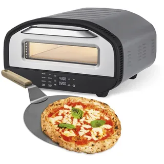 GOURMETmaxx Elektro-Pizzaofen mit Pizzaheber | Edelstahl/schwarz & Schwarz/Silber