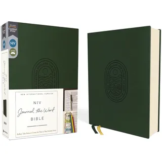 Zondervan Niv, Journal the Word Bible (Perfect for Note-Taking), Leathersoft, Green, Red Letter, Comfort Print