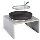 Feuerschale Moderne silber Inkl. Grillrost 38cm und Schwenkarm