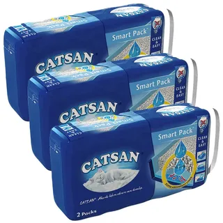 CATSAN Smart Pack – Nichtklumpende Katzenstreu auf saugfähigem Vlies – 3 Packungen mit 6 Packs 24L (6x 4L)
