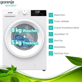 Gorenje Waschtrockner 8 / 5 kg SteamTech Inverter Motor AquaStop 1400 Umin Dampf