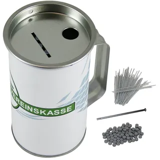 HMF 4513007 Spendendose mit Griff, inkl. Foliendruck, Fußball Vereinskasse, 8 cm,