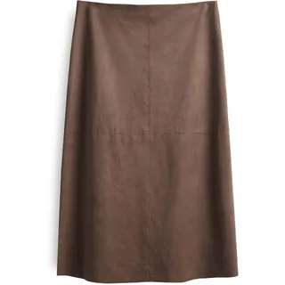 Someday Damen Midirock | Midi-Rock OVELOU in Veloursleder Optik Soft Mocha, 34 - 34